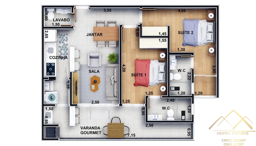 Apartamento à venda com 2 quartos, 64m² - Foto 2